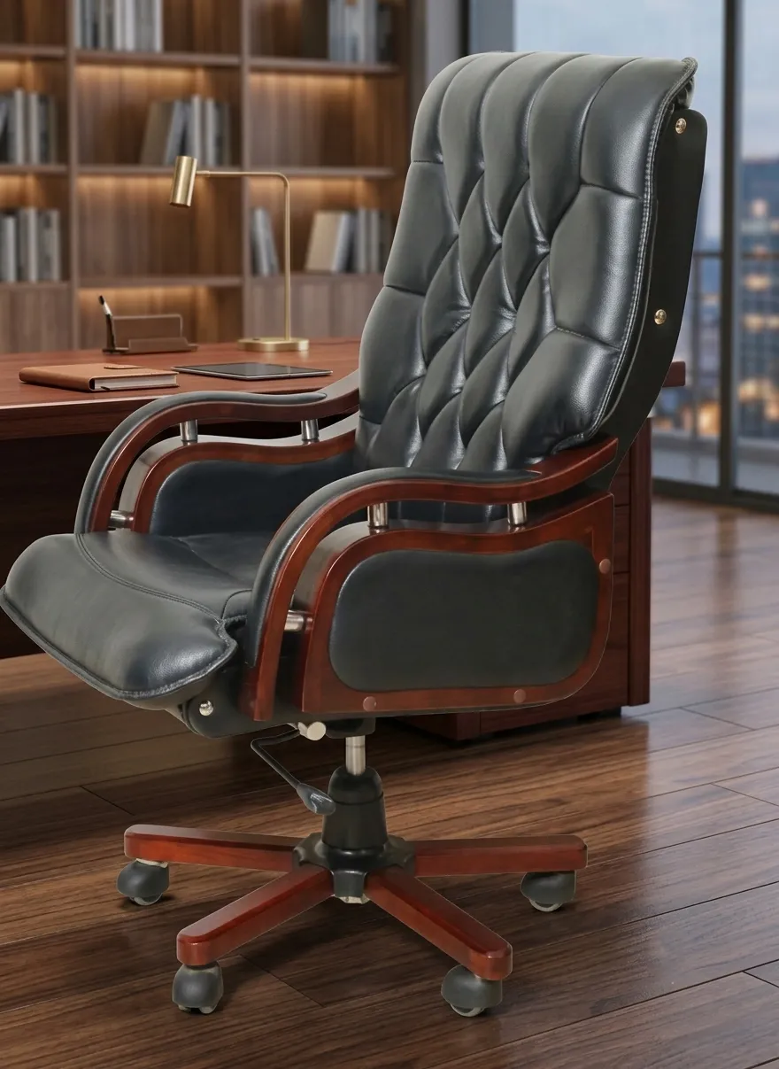 High back leather chair