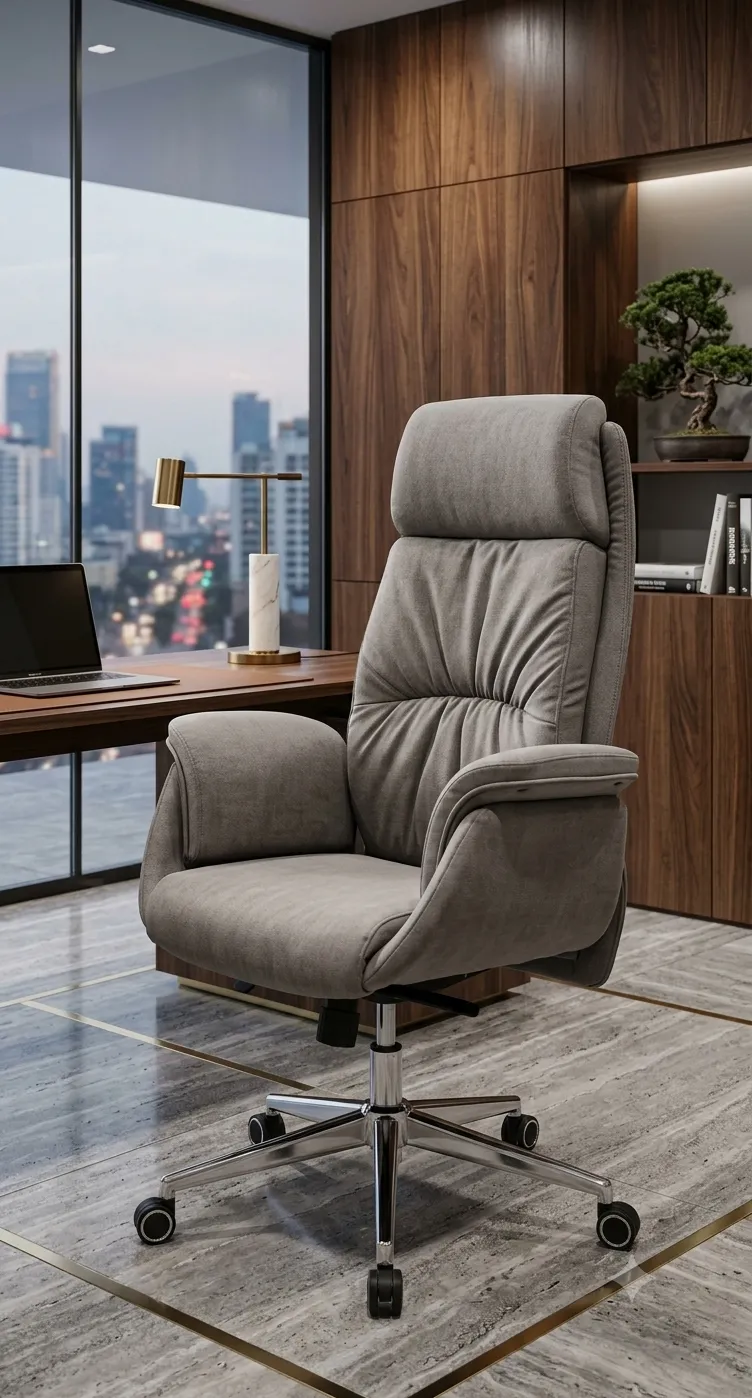 High back leather chair