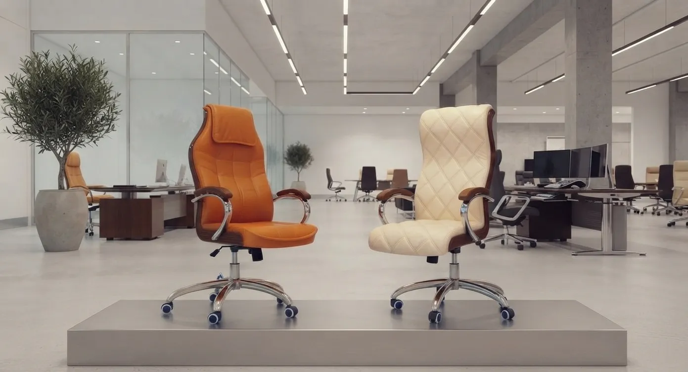High back leather chair