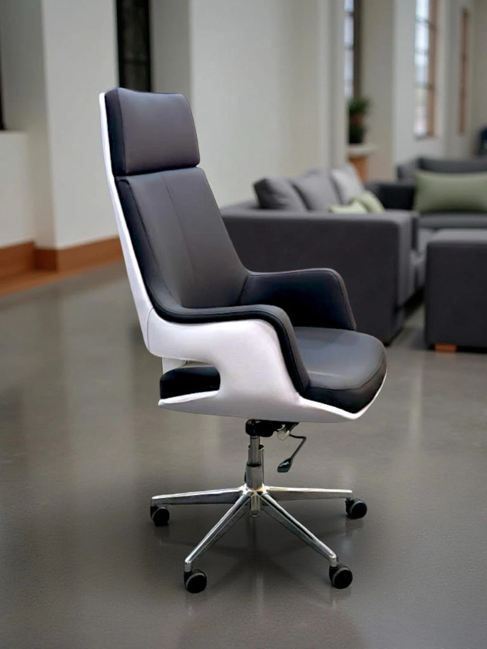 High back leather chair